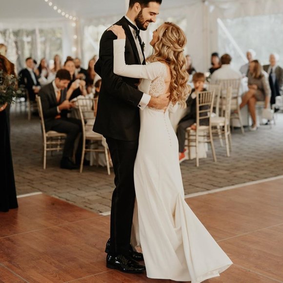 BHLDN Amy Kuschel Redding Wedding Gown Size NEW Crepe Long Sleeve